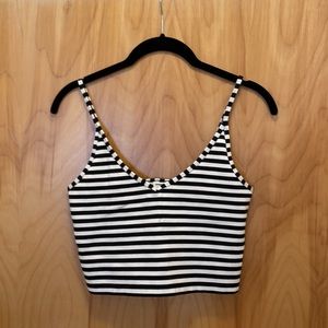 Sunday Best Black and White Striped Crop Tank